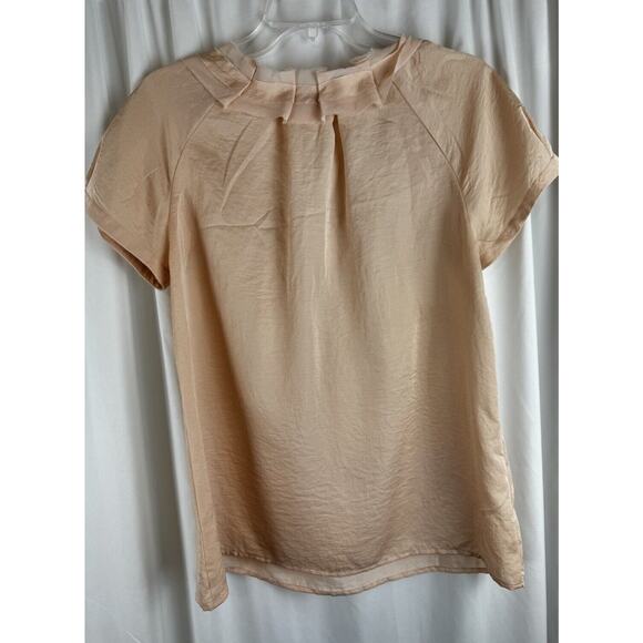 Ann Taylor LOFT Pleated Square Neck, Peach, Sz: M, 56-47 - Picture 3 of 16